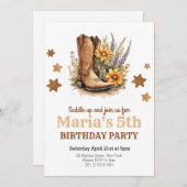 Invitation Anniversaire Western Rodéo Cowgirl (Devant / Derrière)