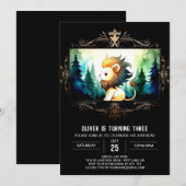 Invitation Anniversaire Whimsical Boho Lion (Devant / Derrière)