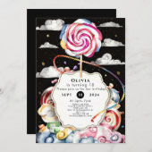 Invitation Anniversaire Whimsical Candyland (Devant / Derrière)