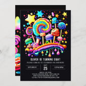 Invitation Anniversaire Whimsical Candyland (Devant / Derrière)