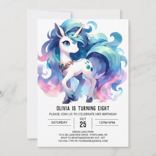 Invitation Anniversaire Whimsical Editable Horse (Devant)