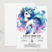 Invitation Anniversaire Whimsical Editable Horse (Devant / Derrière)
