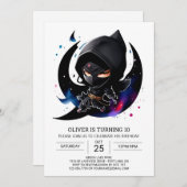 Invitation Anniversaire Whimsical Ninja Sword pour enfants (Devant / Derrière)