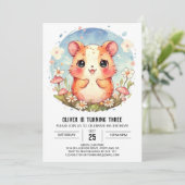 Invitation Anniversaire Whimsical Pastel Hamster (Debout devant)