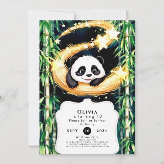 Invitation Anniversaire Whimsical Pastel Panda (Devant)