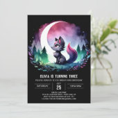 Invitation Anniversaire Whimsical Pastel Wolf (Debout devant)
