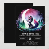 Invitation Anniversaire Whimsical Pastel Wolf (Devant / Derrière)