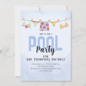 Invitation Anniversaire Whimsical Pool Party QR Code Social M (Devant)