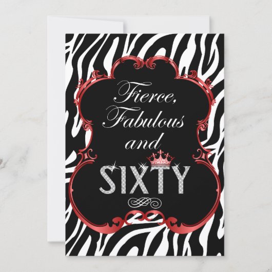 Invitation Anniversaire Zebra 60 et Fabulous Bling (Devant)