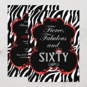 Invitation Anniversaire Zebra 60 et Fabulous Bling (Devant / Derrière)