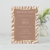 Invitation Anniversaire-Zebra Pattern-Mocha Mousse- Invitatio (Debout devant)
