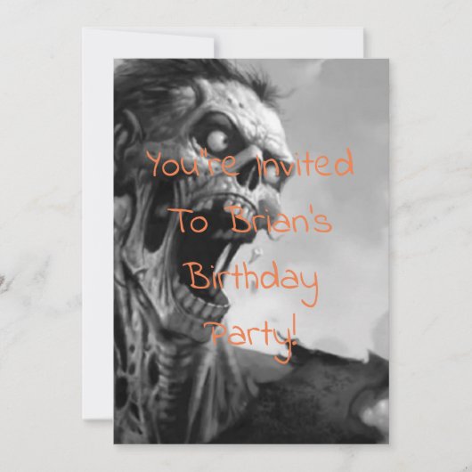 Invitation anniversaire zombie hurler (Devant)