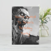 Invitation anniversaire zombie hurler (Debout devant)