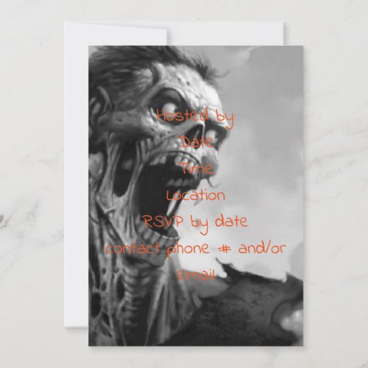 Invitation anniversaire zombie hurler (Dos)