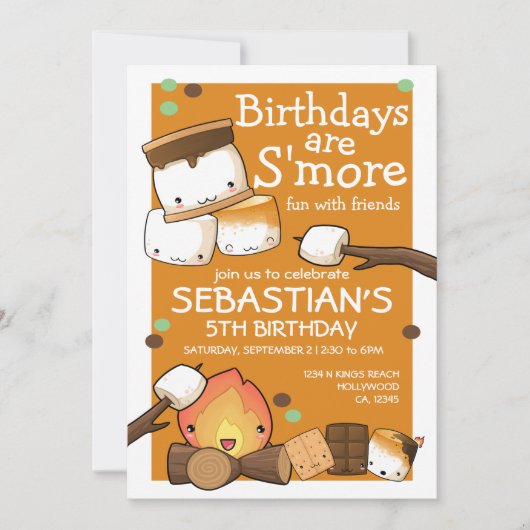 Invitation Anniversaires plus amusants avec les amis marshmal (Devant)