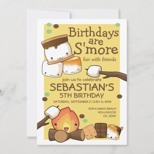 Invitation Anniversaires plus amusants avec les amis marshmal (Devant)