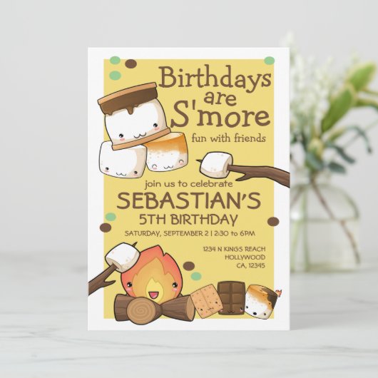 Invitation Anniversaires plus amusants avec les amis marshmal (Debout devant)