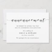 Invitation Annonce d'annulation de mariage élégante moderne (Devant)