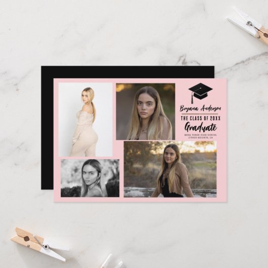 Invitation Annonce de 4 photos de remise de diplômes moderne (Devant/Arrière en situation)
