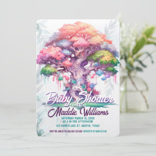 Invitation Annonce de Baby Shower Arbre Magique de Vie