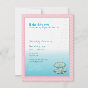Invitation Annonce de Baby Shower Fille Sous la Mer Perle