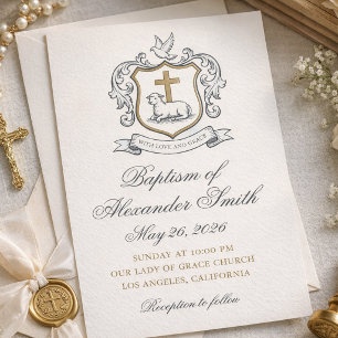 Invitation Annonce de baptême classique de Lamb of God