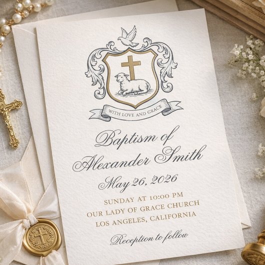 Invitation Annonce de baptême classique de Lamb of God