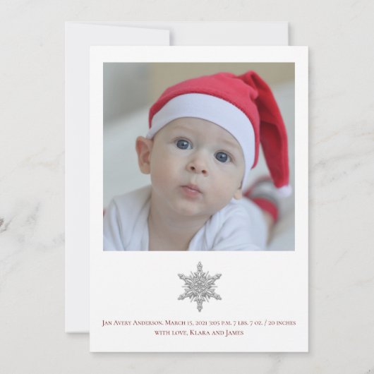 Invitation Annonce de bébé de Noël (Dos)