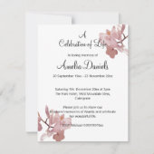 Invitation Annonce de célébration de vie d'orchidée rose (Devant)
