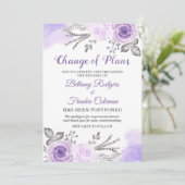 Invitation Annonce de Changement de Plans Chic Fleuris Violet (Debout devant)