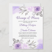 Invitation Annonce de changement de plans Chic floral pourpre (Devant)