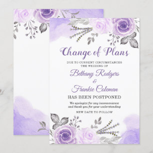 Invitation Annonce de changement de plans Chic Floral Violet