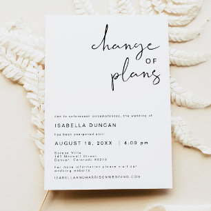Invitation Annonce de changement de plans de mariage, report