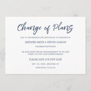 Invitation Annonce de changement de plans écriture manuscrite