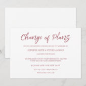 Invitation Annonce de Changement de Plans en Écriture Rose Do (Devant / Derrière)