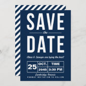 Invitation Annonce de date de mariage à typographie rétro mar (Devant / Derrière)