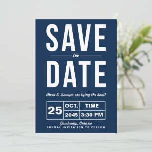 Invitation Annonce de date de mariage à typographie rétro mar