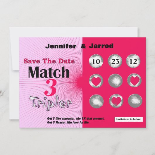 Invitation Annonce de date de sauvegarde Fun Lotto à gratter (Devant)