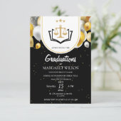 Invitation annonce de début d'avocat or noir diplômé (Debout devant)