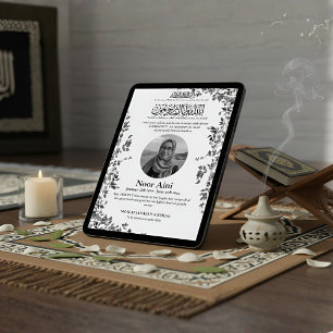 Invitation Annonce de décès musulman Prière Janaza féminine