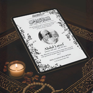 Invitation Annonce de décès musulman Prière Janaza masculine