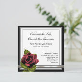 Invitation Annonce de décès Rose Rouge (Debout devant)