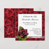 Invitation Annonce de décès Rose Rouge Élégante (Devant / Derrière)