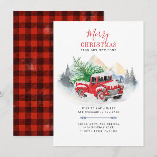 Invitation Annonce de déménagement carreaux de fêtes de Noël