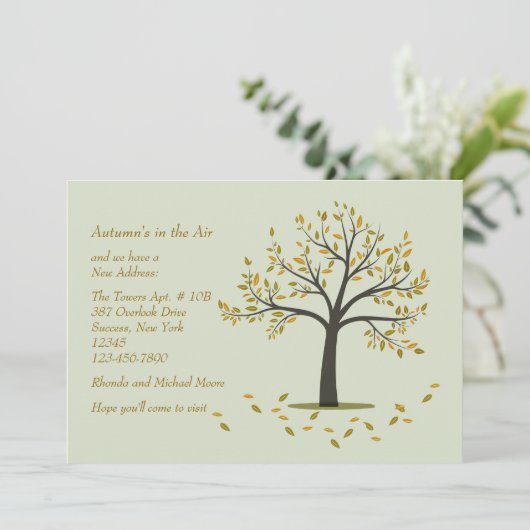 Invitation Annonce de déménagement d'Automne Tree (Debout devant)