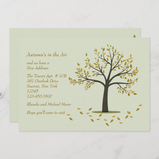 Invitation Annonce de déménagement d'Automne Tree (Devant / Derrière)