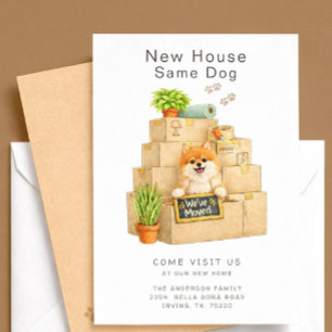 Invitation Annonce de déménagement de maison avec un Pomérani