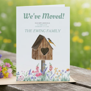 Invitation Annonce de déménagement Maison pour oiseaux Aquare