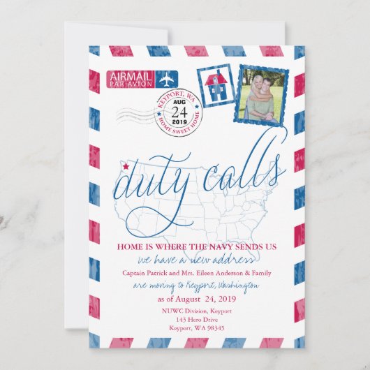 Invitation Annonce de déménagement militaire par avion antiqu (Devant)