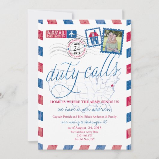 Invitation Annonce de déménagement militaire par avion antiqu (Devant)